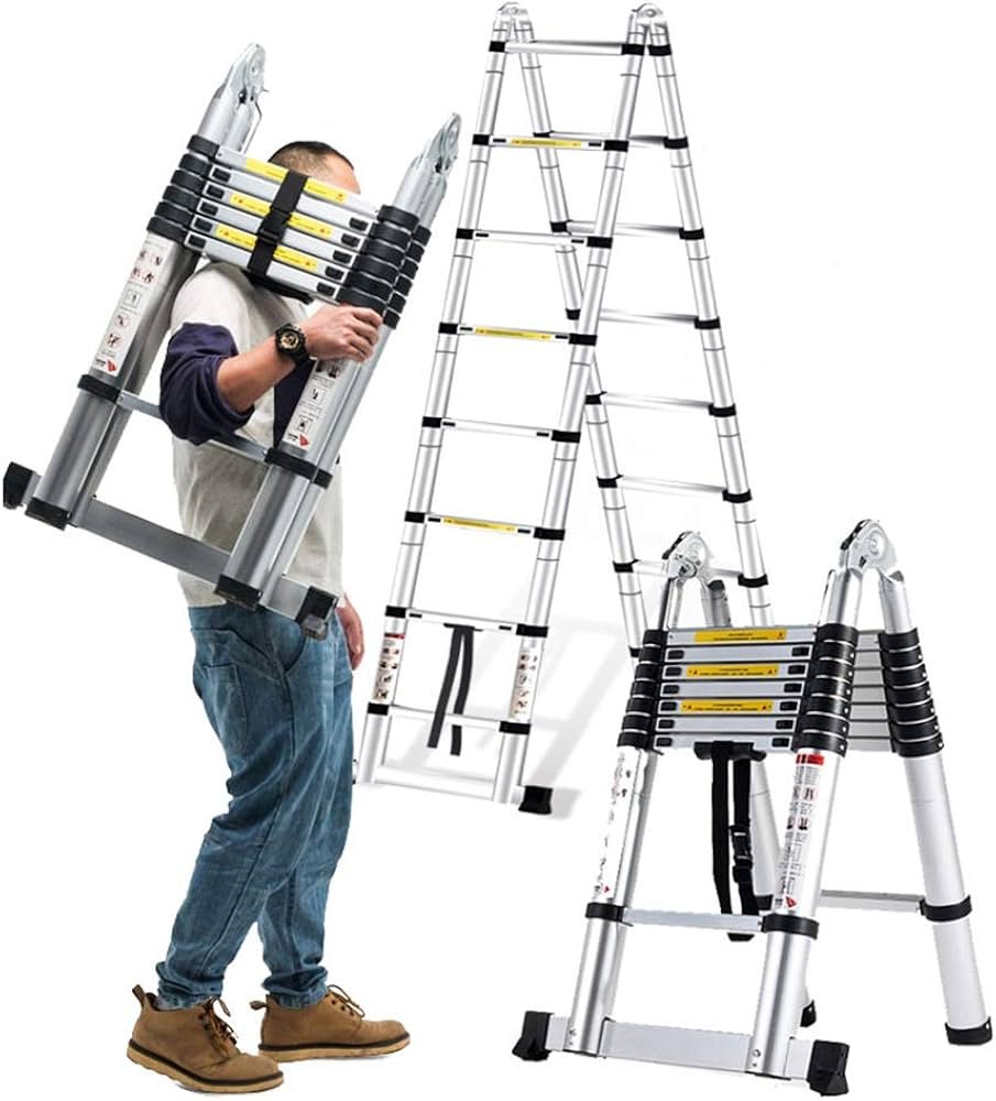 3.7Mtr by 3.7Mtr Double Telescopic Aluminium Ladder