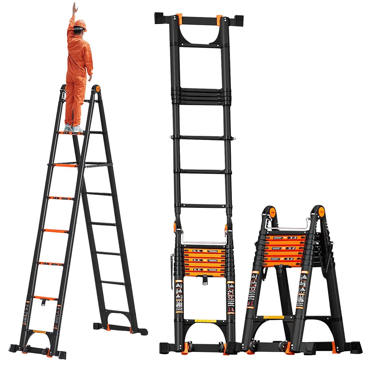3.7mtr + 3.7mtr (7.4mtr) DOUBLE TELESCOPIC LADDER (9+9STEP)