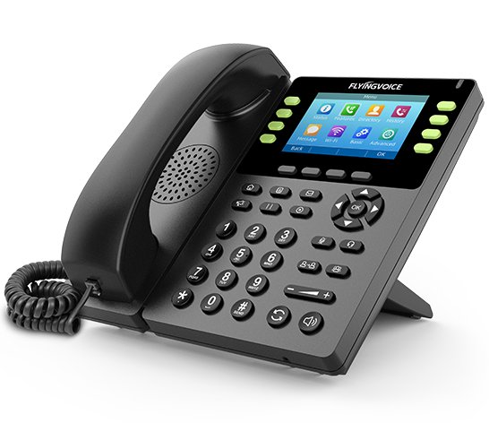 Flyingvoice FIP14G Enterprise Gigabit IP Phone | 8-Line HD VoIP Phone with IPS Color Screen & WiFi - Back View