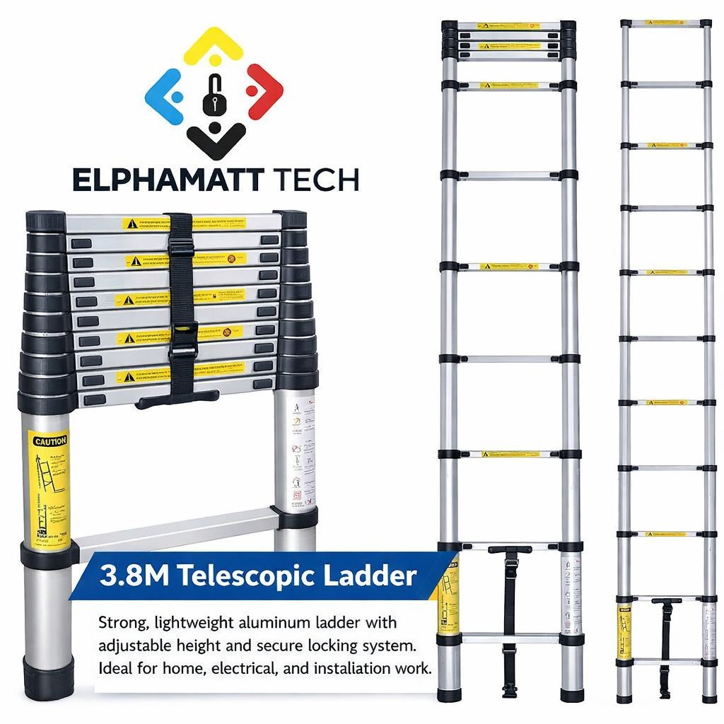 3.8 Meters Aluminum Single Telescopic Ladder - Back View