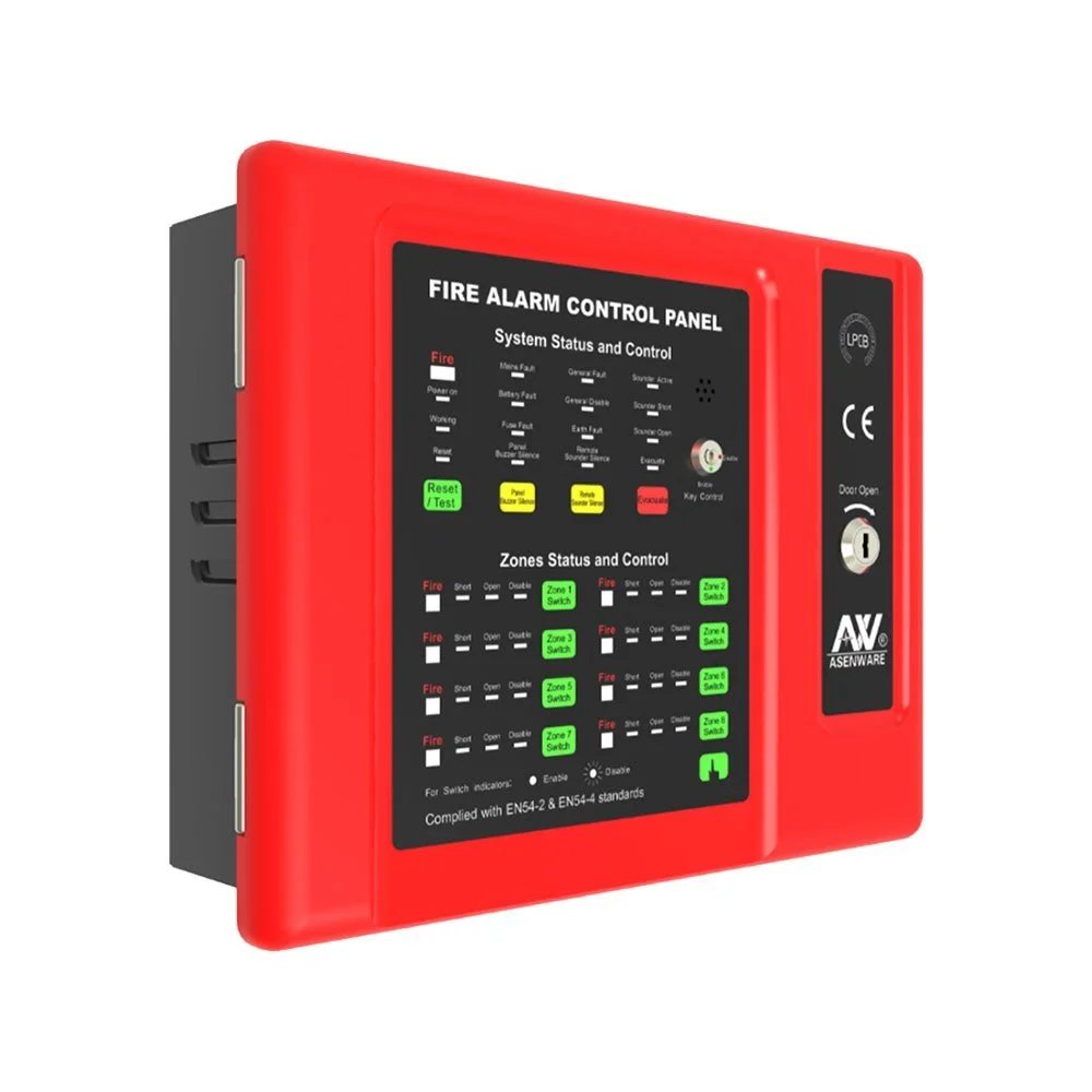 8 Zone conventional fire alarm panel - Front View