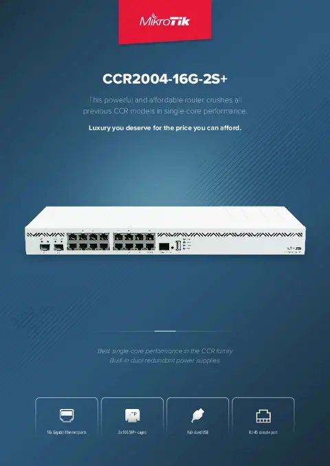 MICROTIK Router CCR2004-16G-2S+ - Front View