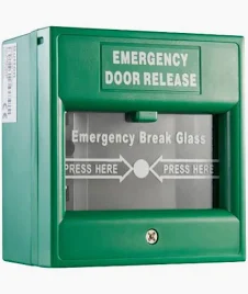 Emergency Break Glass Green Fire Alarm Exit Button - Back View